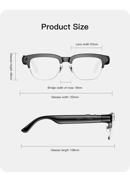 New Smart Glasses Take Photos and Videos Real-Time Translation Voice Assistant Translation 2GB Memory 800W Camera Smart Glasses