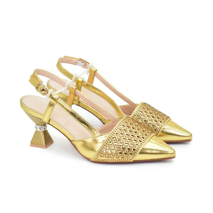 Shoe and Bags for Women Nigeria Party Women Nigerian Italian Shoes and Bags Set with Rhinestone Elegant Woman Heeled Pumps