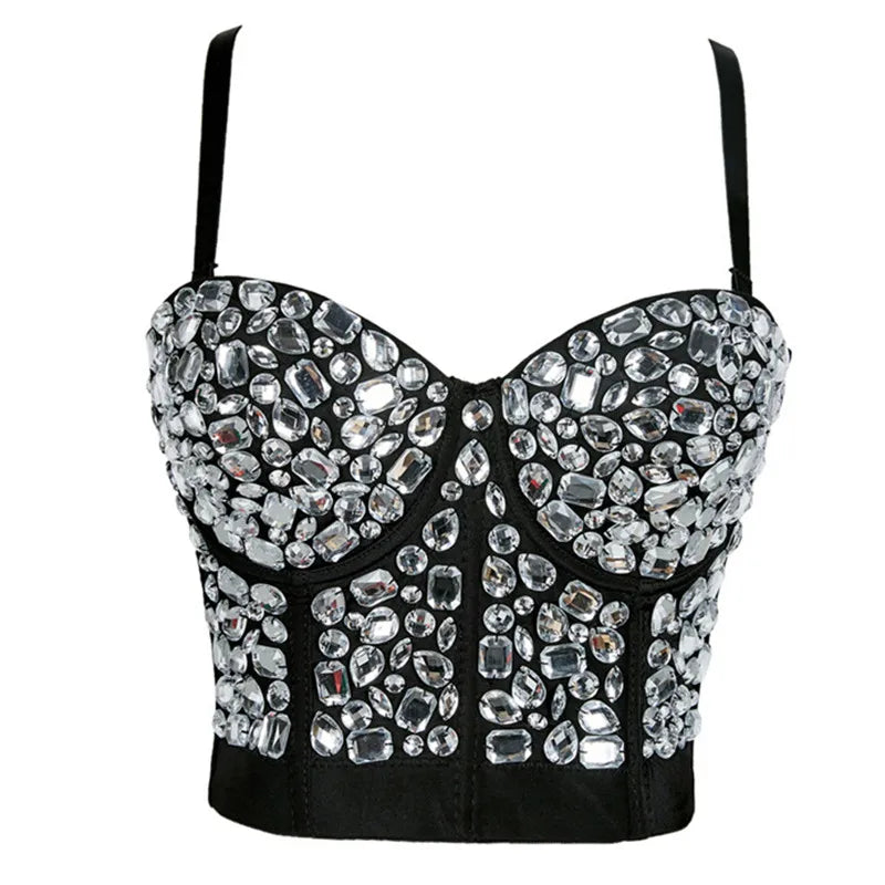 Quality Pearl Tank Tops Rhinestone Women Crop Top Club Clothes Streetwear Y2K Corset Woman Shaper Camis Fashion Feamale Clothing