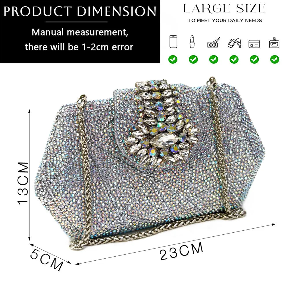 Women's Evening Clutch Bag Party Purse Luxury Wedding Clutch For Bridal Exquisite Crystal Ladies Handbag Apricot Green Wallet