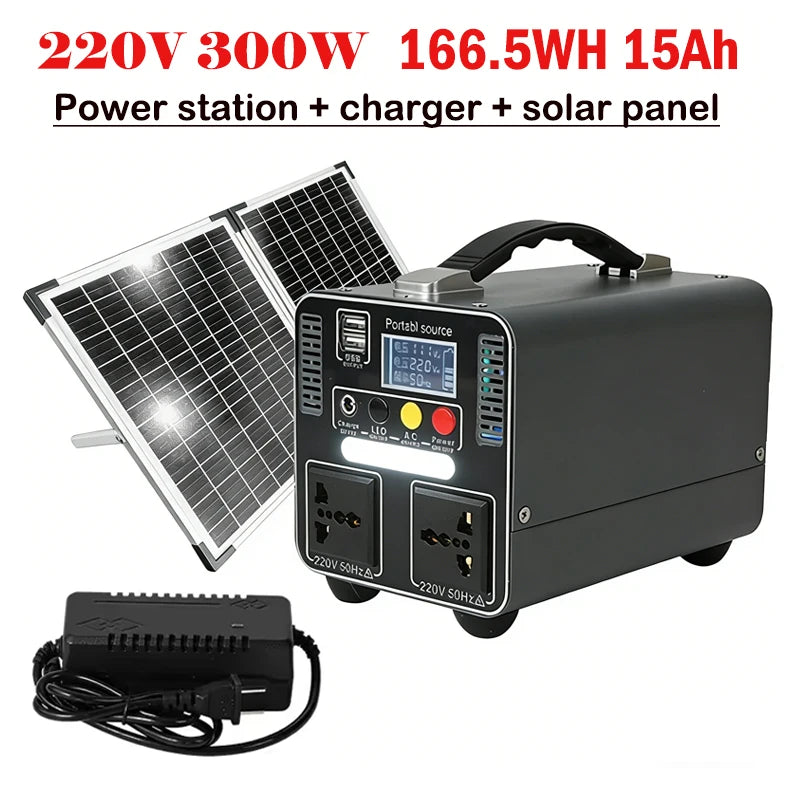 300W Portable Power Station 220V 166.5wh/333wh Outdoor Solar Generator Household Portable Stall Camping Emergency Power Supply