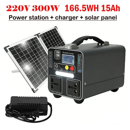 300W Portable Power Station 220V 166.5wh/333wh Outdoor Solar Generator Household Portable Stall Camping Emergency Power Supply