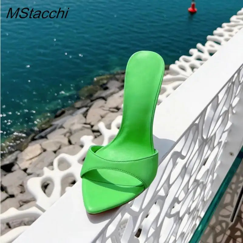Super-high Heel Slippers Women Shoes Summer Peep Toe Mixed Colors Stiletto Sandals Sexy Party Ladies Shoes Luxury Woman Pumps