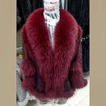 New Real Mink Fur Poncho Knitted 100% Natural Real Mink Fur Shawl Natural Fox Fur Collar Cape Autumn Winter Mink Fur Scarfs