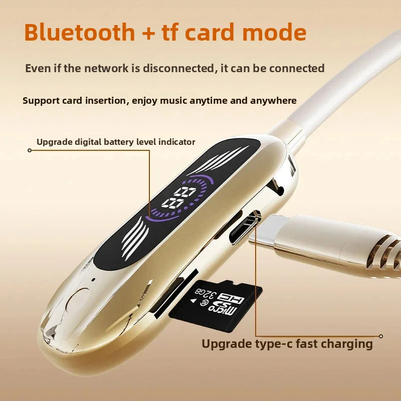 Wireless Magnetic Sport Neckband Bluetooth 5.4 Neck-hanging TWS Headphones Music Earphones With Mic Stereo For All Smartphones