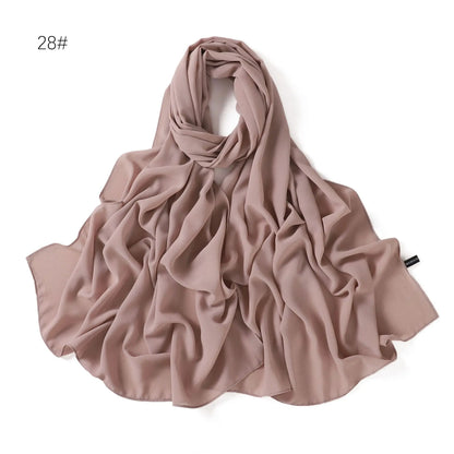 70*180cm Muslim Chiffon Hijab Shawls Scarf Women Solid Color Head Wraps Women Hijabs Scarves Ladies Foulard Femme Muslim Veil