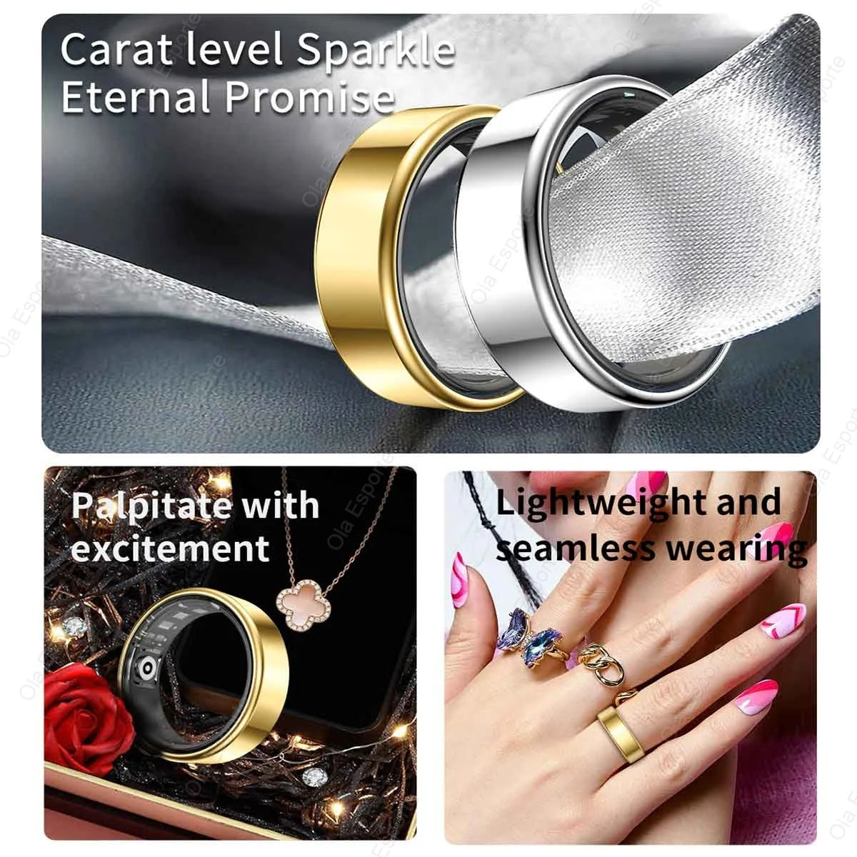 Smart Ring for Men Women Bluetooth Monitor Blood Heart Rate Blood Oxygen Monitor Smartring Multi Sport 5ATM Waterproof 2026 New
