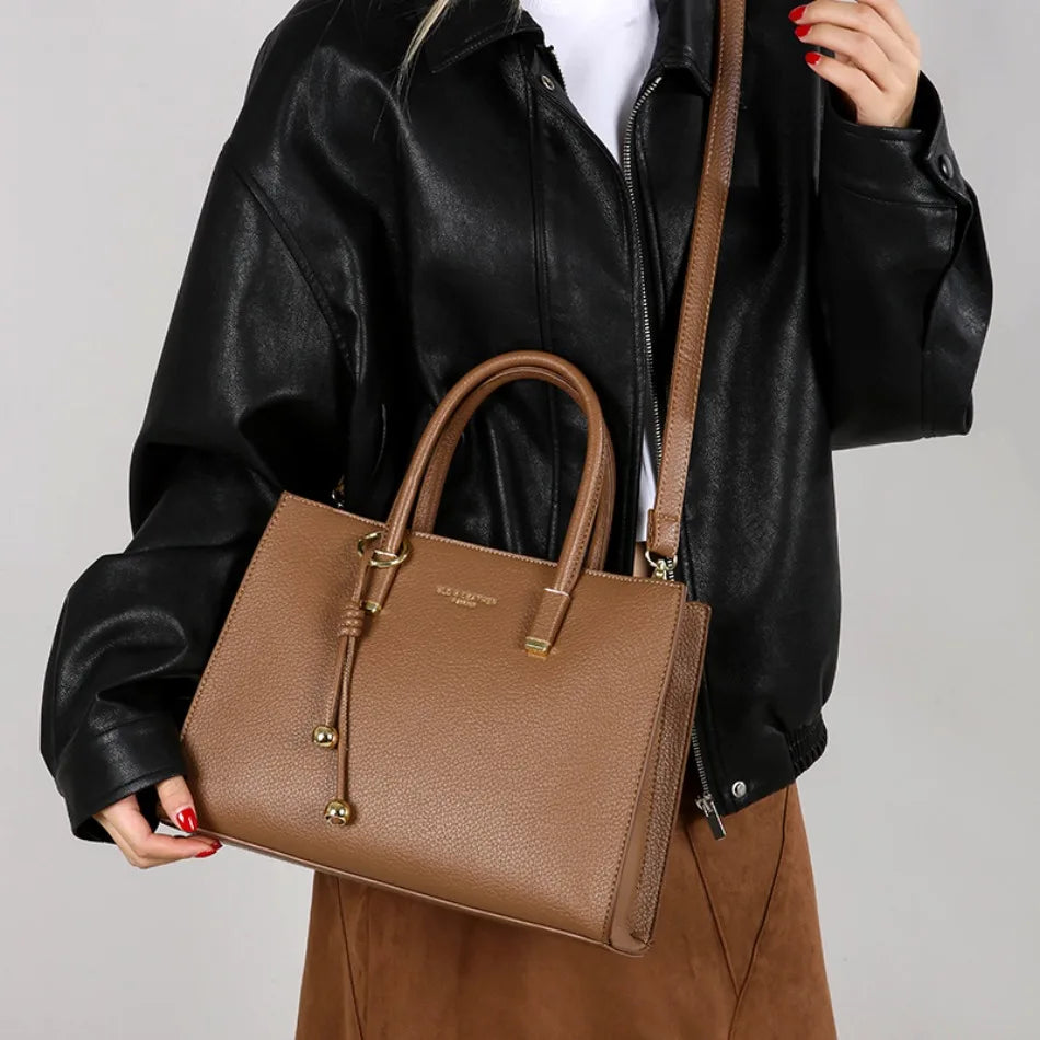Genuine Brand Top Quality Leather Handbag Women's Tote Messenger Sac Designer Large Capacity 3 Levels Shoulder Crossbody Bags