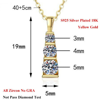 NASIAReal 3 Stone 0.9cttw Moissanite Pendant Necklace for Women GRA S925 Sterling Silver Diamond Chain Necklaces Jewelry 2026