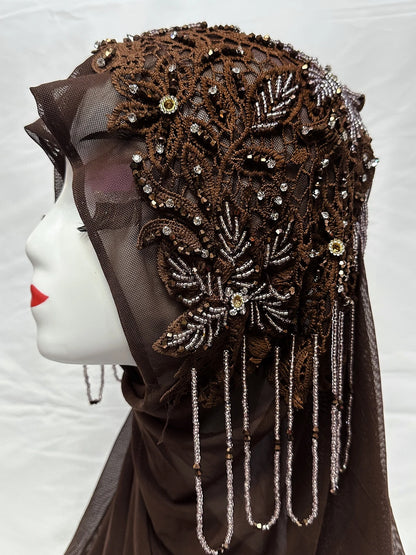 Newest Muslim Hijabs for Women Handamde Beads Shawl Headscarf Tassels Scarf Malaysia Eid Prayer Scarve Prayer Headwear for Women