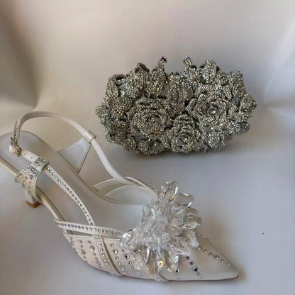 Insightlink Latest Shoes Women Luxury Rhinestone Crystal Pumps 2024 New Fashion Slippers Sandals Party Low Heels Elegant Italian