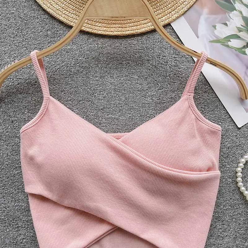  Irregular Casual Sport Camisole Women Strap Design Solid Fashion 2025 Y2K Elegant Ladies Chic Slim Tank Tops