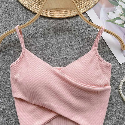  Irregular Casual Sport Camisole Women Strap Design Solid Fashion 2025 Y2K Elegant Ladies Chic Slim Tank Tops