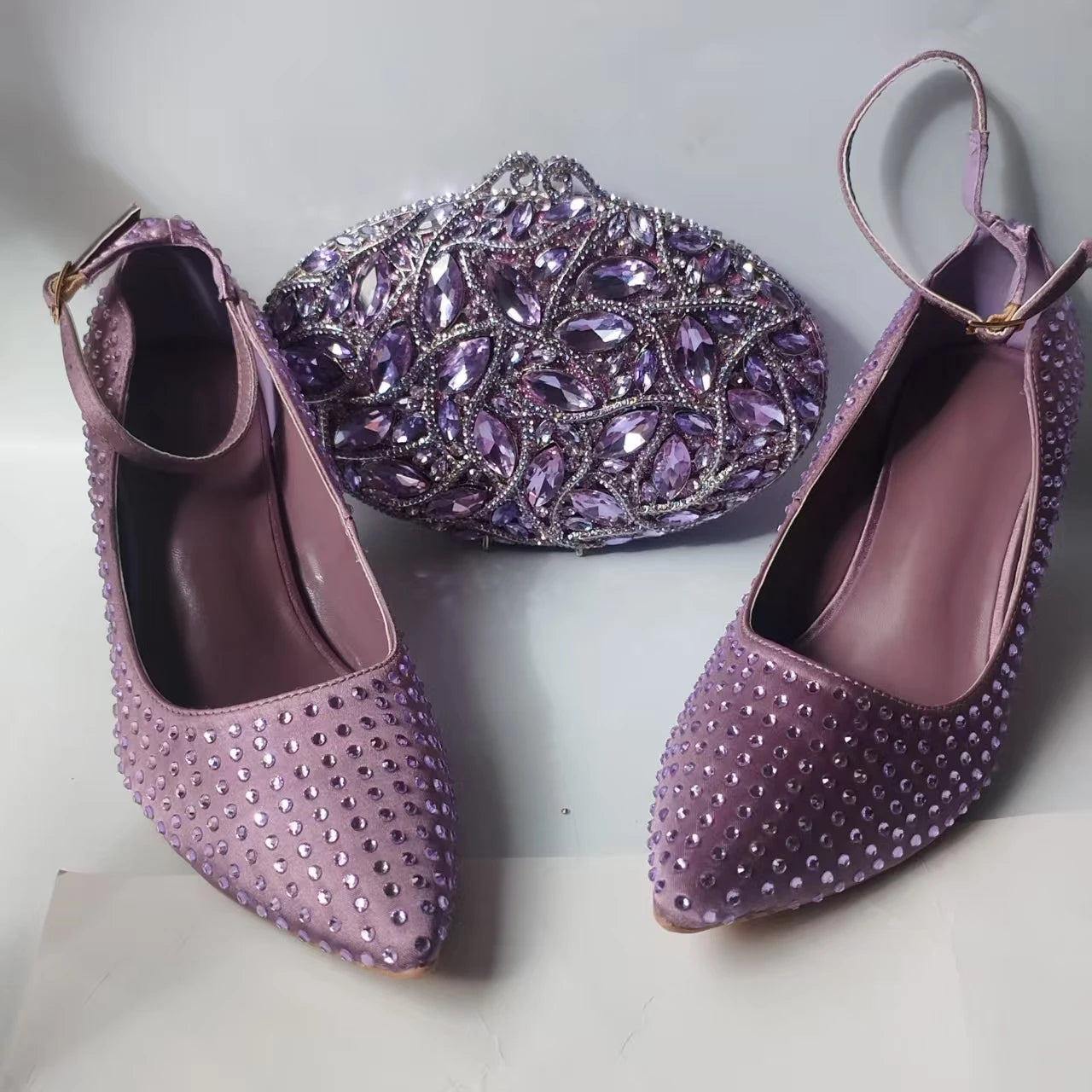 INSIGHTLINK Lady Stones Shoes and Bag Sets for Evening Purses Party Rhinestone Luxury Heels Sandals Set for Party Elegant Pumps
