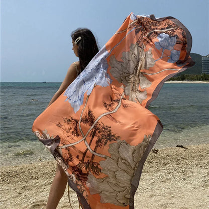 Beach Scarf Women Luxury Designer Tree Print Shawls Travel Long Foulard Female Sun Protection Wraps New YD0861
