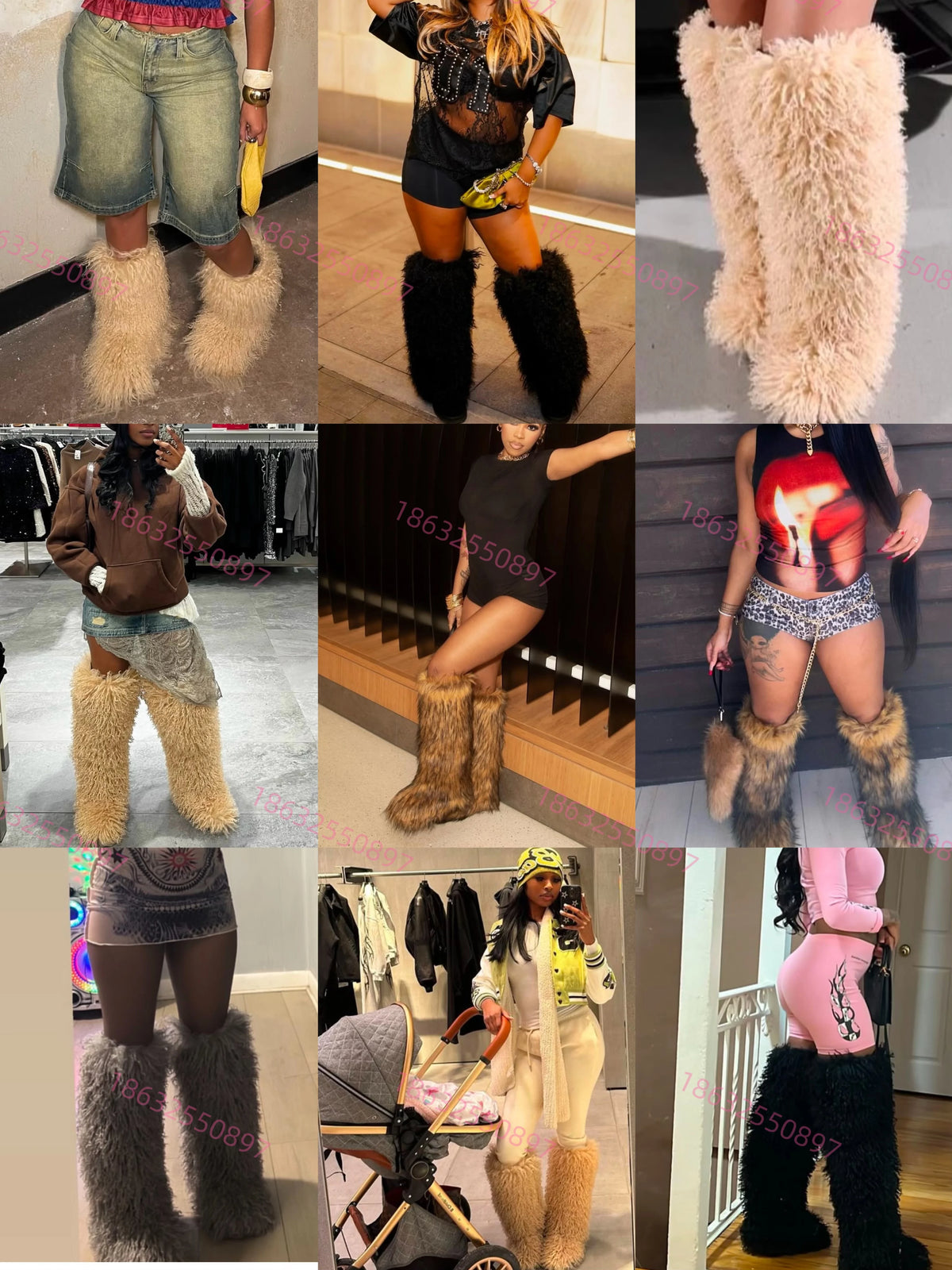Winter Shoe Women's Winter Fluffy Real Fox Fur Boots Woman Plush Warm Snow Boots Luxury Footwear Girls' Furry Fur Bottes Fashion