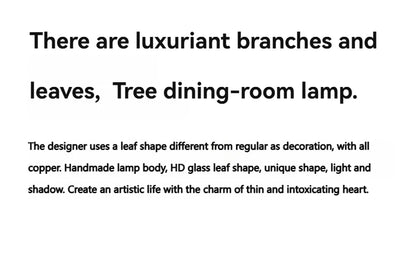 Luxury Copper Branch Chandelier Dining Table Retro Restaurant Light with Leaf Crystal Pendant Lamp Living Room Bar Kitchen Vila