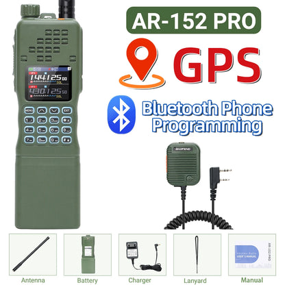 BAOFENG AR-152 PRO GPS Walkie Talkie  12000mAh  Multi Band Long Range Bluetooth 10W ProgrammingTri-power Two Way Radio UV-32