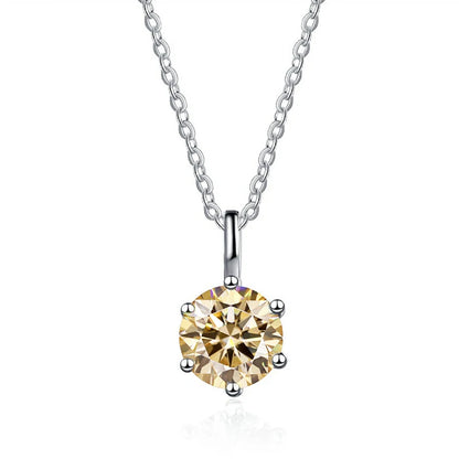 JOIAS HOME Silver S925 1ct D COLRO Moissanite Round Gemstone Pendant Necklace Simple and Elegant O-Chain Fashion Versatile