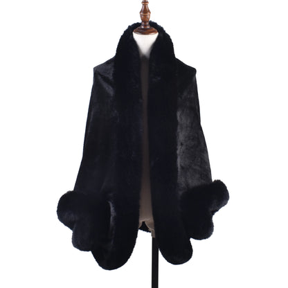 Winter New Fashion Warm Sleeve Plush Cape Cape Large Loose Bat Sleeve Plush Coat Cardigan Women