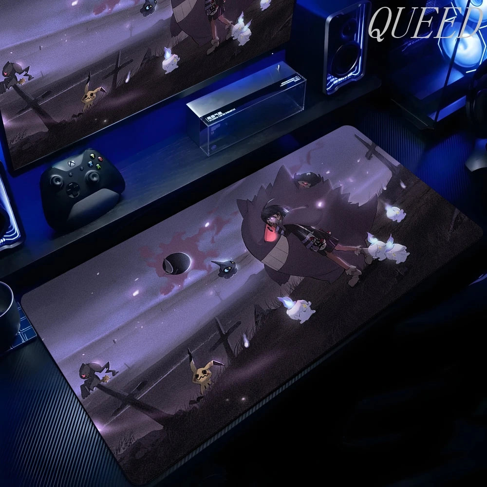 XXL Play Mat Laptop Black Gaming Accessories Mouse Pad Japan Anime Keyboard Rug PC P-pokemon Gengar Mousepad Gamer Keyboard Rug