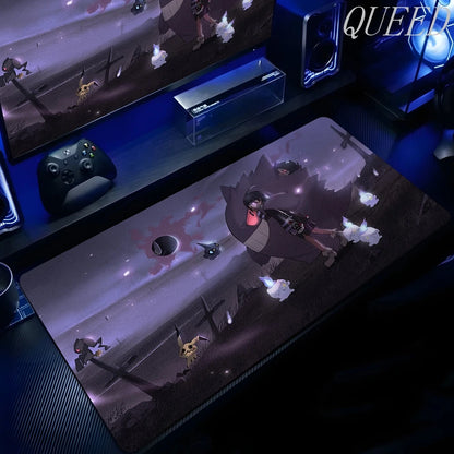 XXL Play Mat Laptop Black Gaming Accessories Mouse Pad Japan Anime Keyboard Rug PC P-pokemon Gengar Mousepad Gamer Keyboard Rug