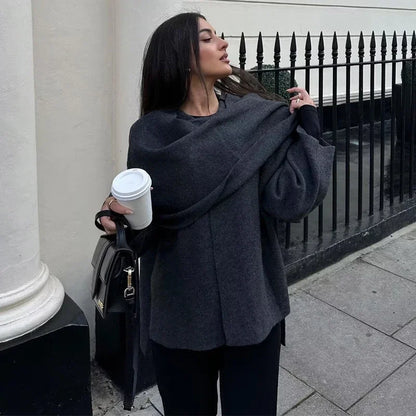 MUJER Plush Winter Coats for Women Asymmetric Scarf Demi-season Jacket for Women Parkas Long Sleeve Padded Coat Woman Jacket