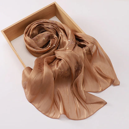 Elegant Embroidery Glitter Shimmer Hijab Shawl Pleated Glitter Chiffon Shawl Lightweight Crinkle Flowy Plain Hijab Scarves