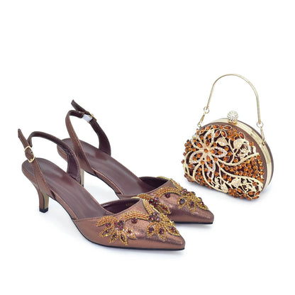 Italian Shoe and Bag Set for Party in Women Fashion Style Pointed-Toe Women Pumps African Matching Shoes and Bags for Wedding