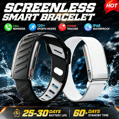 Screenless Smart Bracelet IP68 Waterproof Fitness Tracker Call Reminder 120+ Sport Modes Heart rate Wristband For Men Women