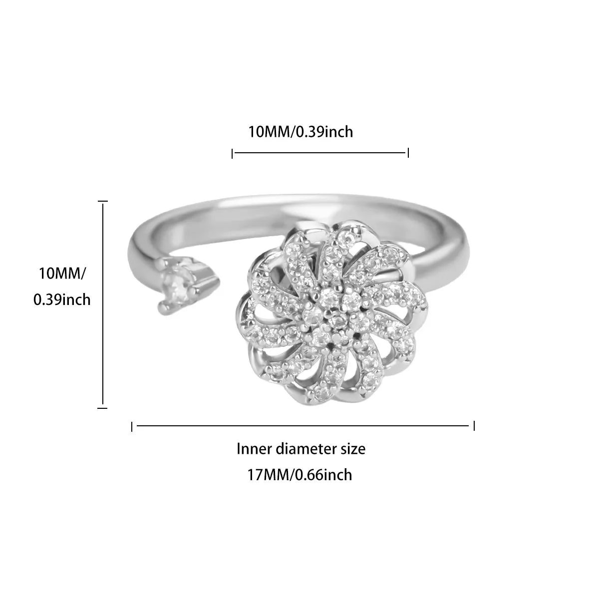 Anti Stress Anxiety Fidget Rings for Women Stainless Steel Sunflower Sun Star Spinner Ring Christmas Jewelry Gifts Dropshipping