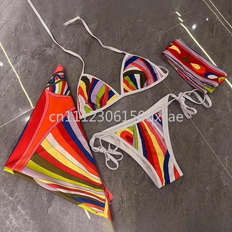 Classic Design Women's Headband Swimsuits with Letter Signature Logo Designer Brand Lady Sexy Scarf Swimsuits Beachwear