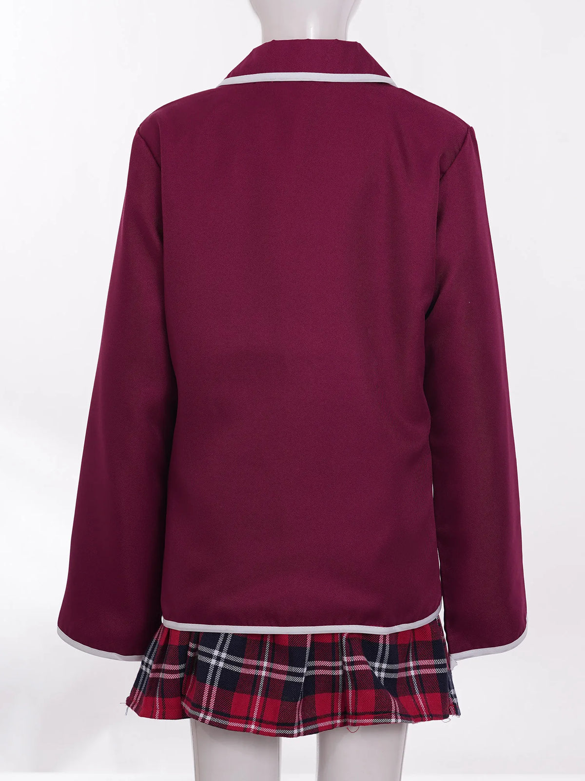 Kids Girls British Style School Uniforms Student Cosplay Anime Costume Suit Long Sleeve Coat With Shirt Tie Mini Skirt Set 4Pcs