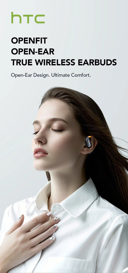 Bluetooth Wireless Headset HTC NE27 AI Real-Time Language Translator Earbuds Ear Hook Touch LCD Display ENC 2026 Choice
