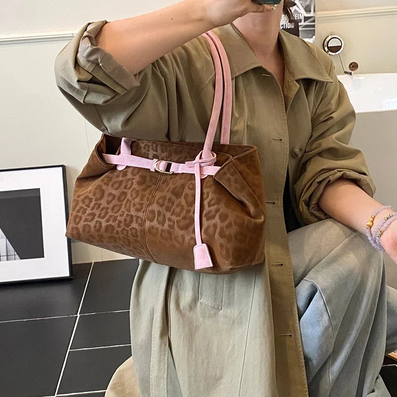 Fashionable Leopard PU Leather Shoulder Bags for Women 2026 Luxury Designer Brand Trend Tote Bag Females Short Handle Handbags