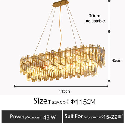 Luxury Dining Living Room Chandelier Modern Round Ceiling Pendant Lights Interior Decoration Golde Crystal Led Ceiling Light
