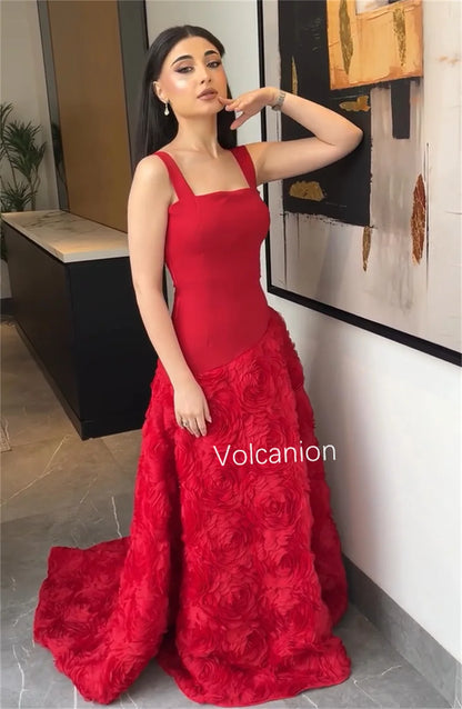 Customized Classic Jersey Flower A-line Strapless Long Dresses Bespoke Occasion Simple Modern Style