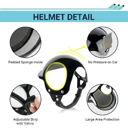 Dog Helmet and Dog Goggles for Small Dogs-Pet Motorcycle Helmet Hat with Ear Holes Adjustable Straps for Puppy Riding