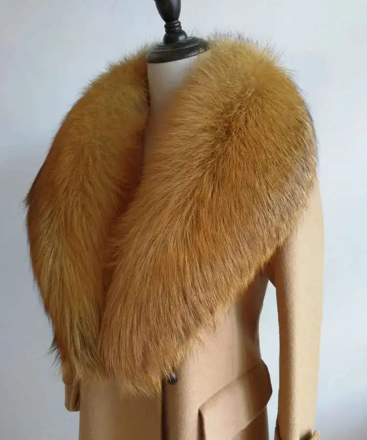 Real Fox Fur Collar for Women Coat Jacket Female Wraps Winter Warm Fur Scarf Extra Large Size Neck Warmer Fur Shawls Scarves