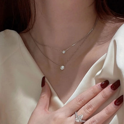 Round Moissanite Pendant Necklace D VVS1 Diamond 5mm/4mm Mini Single Solitaire Necklace Clavicle Chain Wedding Female Jewelry