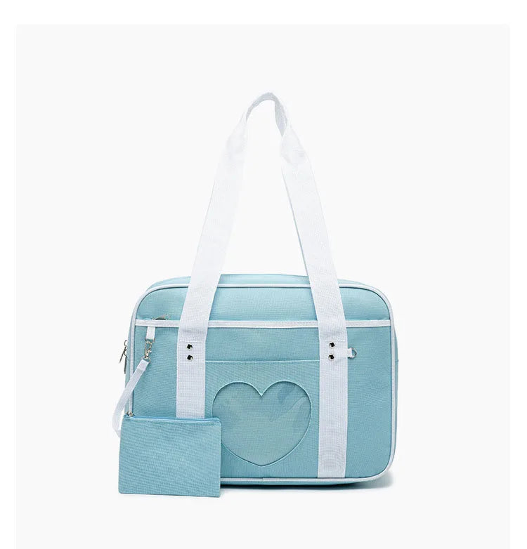 Japanese Preppy Style  Pink Uniform Shoulder School Bags for Women Girls Canvas Large Capacity Casual Luggage Handbags Totes