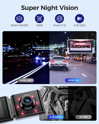 AZDOME 4K Dash Cam M550 Max Built-in GPS Wifi Camera Car DVR 3.18”Screen Night Vision 24H Parking Monitor Support Rear Cam
