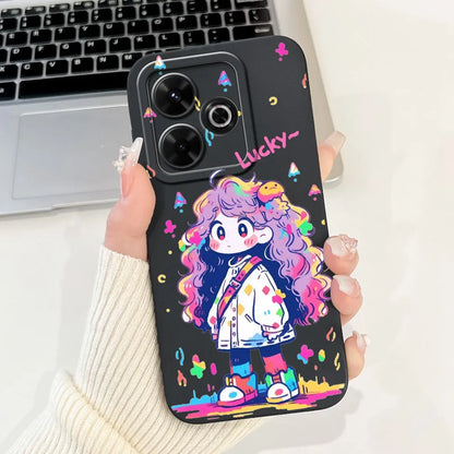 Casing For Redmi 13 Case 13 5G Cute Cat Fashion Luxury Flowers Silicone Shockproof Back Cover For Redmi 13 5G Phone Case Bumper