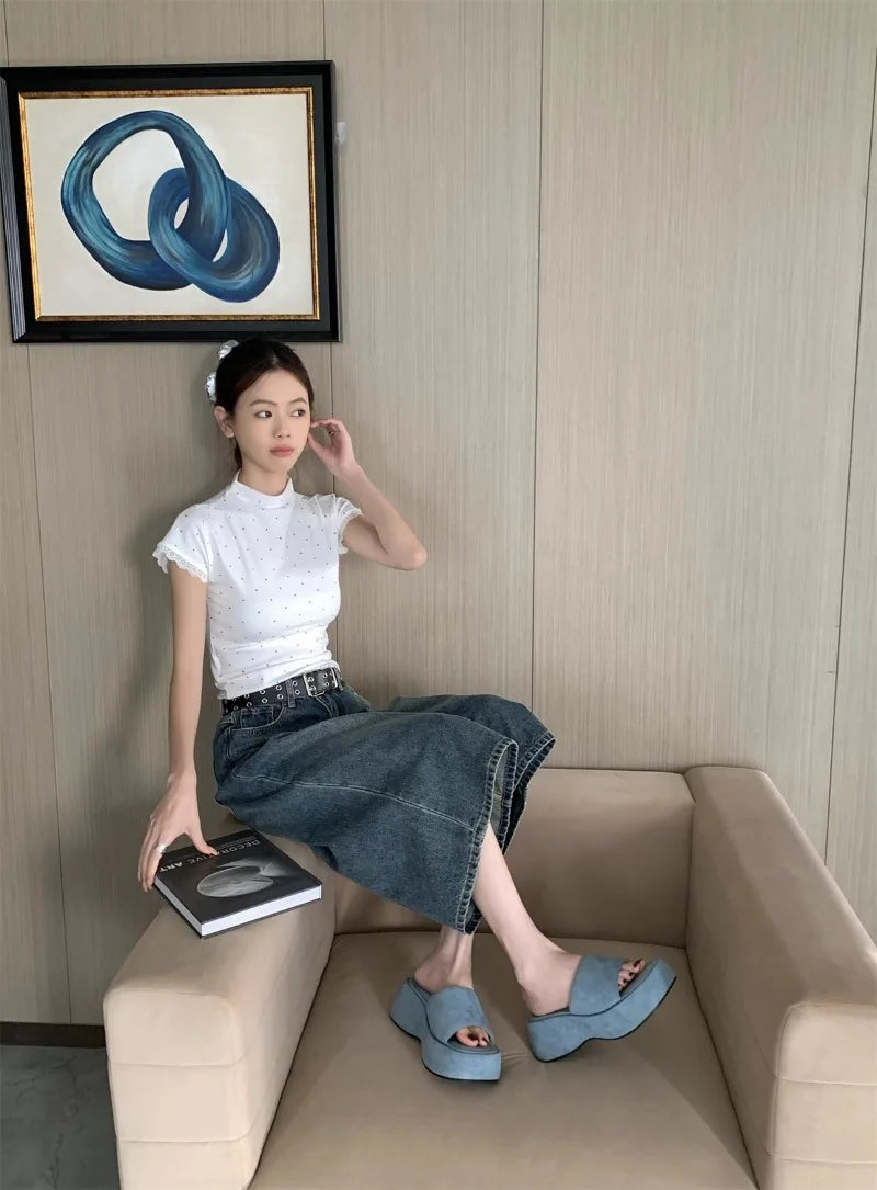 Women Platform Slippers Fashion Wedge Heeled Sandals Luxury Suede Casual Slides Summer New Beach Shoes for Women Sandalias Mujer