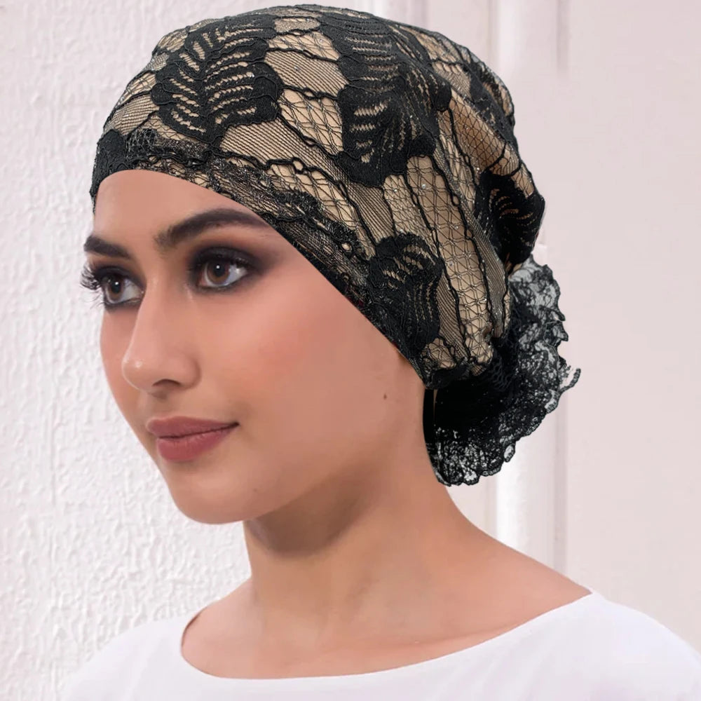 Embroidery Turban Cap for Women Summer Breathable Head Wraps Bonnet Muslim Under Scarf Hat Cancer Chemo Hats Turbante mujer