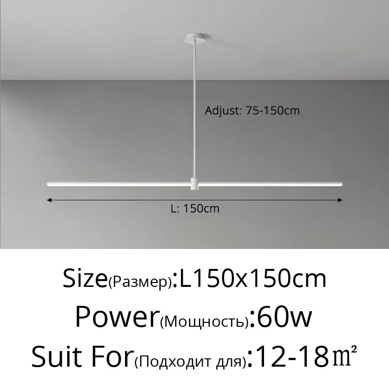 Modern Simplicity Long Linear LED Pendant Lights Strip Hanging Indoor Lamps for Office Table Kitchen  Home Decoration Chandelier