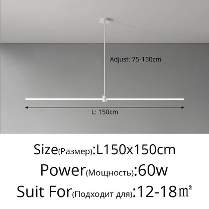 Modern Simplicity Long Linear LED Pendant Lights Strip Hanging Indoor Lamps for Office Table Kitchen  Home Decoration Chandelier