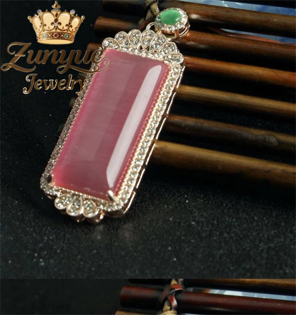 Natural Colorful Cat's Eye Stone Pendant Necklace Elegant Fashion Daily Wear Luxury Quality Fine Jewelry For Women Unisex Gift
