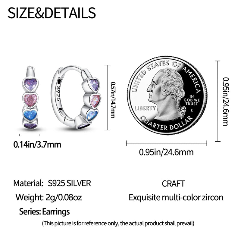 925 Sterling Silver Star Moon Heart Shape Earrings Jewelry Versatile Hoop Earrings For Women Jewelry Fine Birthday Party Gifts