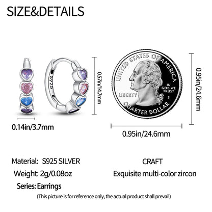 925 Sterling Silver Star Moon Heart Shape Earrings Jewelry Versatile Hoop Earrings For Women Jewelry Fine Birthday Party Gifts